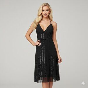 Beaded Black Slip Dress